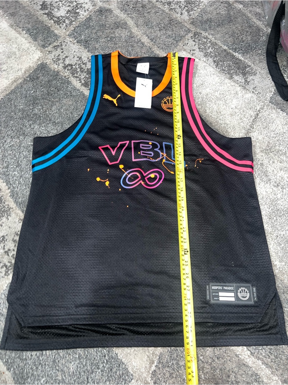 Puma Black Basketball Jersey with Orange Trim - Picture 7 of 9